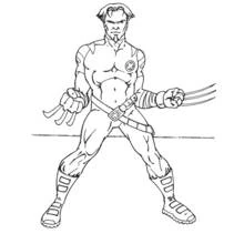 Wolverine standing in fighting stance coloring page