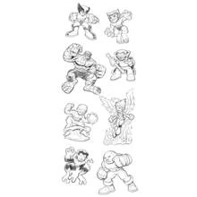 Wolverine and superhero squad in action poses coloring page