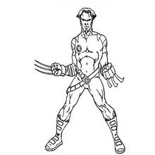 Wolverine standing with claws extended coloring page