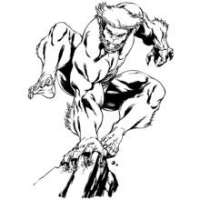 Wolverine crouching with claws extended coloring page