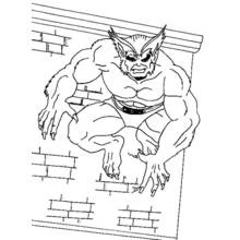 Wolverine crouching between brick walls coloring page