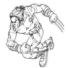 Wolverine running with claws extended coloring page