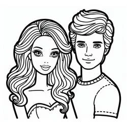 Barbie and Ken portrait coloring page