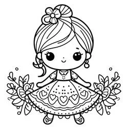 Doll - Free printable coloring pages