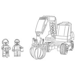 LEGO City workers with excavator coloring page