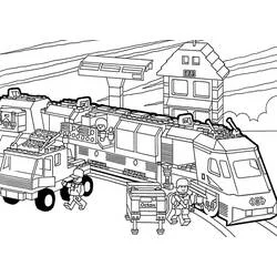 LEGO City train station scene coloring page