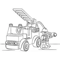 LEGO City fire truck with firefighter coloring page