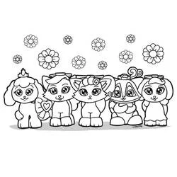 Lego Friends pets standing together coloring page