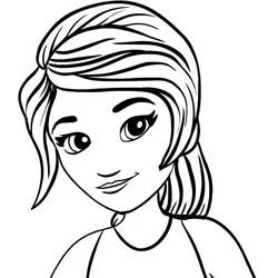 Mia's close-up portrait with flowing hair coloring page