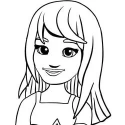 Stephanie smiling with long hair coloring page