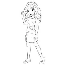 Olivia waving with a smile coloring page