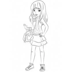 Stephanie posing with her handbag coloring page