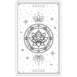 Tarot card with lotus and celestial symbols coloring page