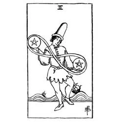 Two of Pentacles tarot card dancer coloring page