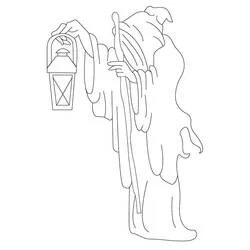The Hermit holding his lantern coloring page