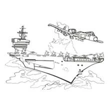 Aircraft carrier - Free printable coloring pages