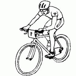 Cyclist riding a racing bike coloring page