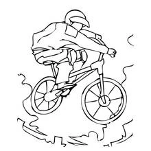BMX rider doing a jump trick coloring page