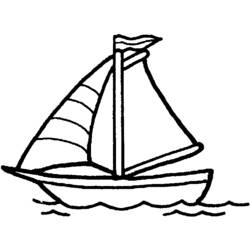 Sailboat floating on gentle waves coloring page