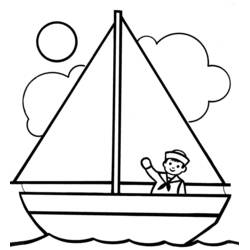 Sailor waving from his sailboat coloring page