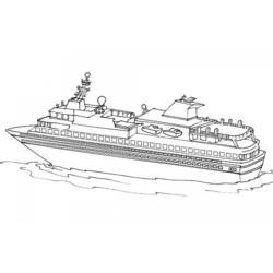 Cruise ship sailing on the sea coloring page