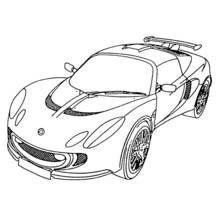 Sports car with rear spoiler coloring page