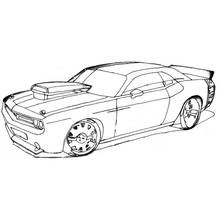 Tuning car with hood scoop and spoiler coloring page