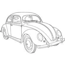 Classic Beetle car in three-quarter view coloring page