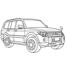 Modern SUV in three-quarter view coloring page