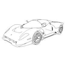 Sleek sports car in three-quarter view coloring page