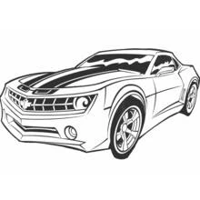 Sporty muscle car with racing stripes coloring page