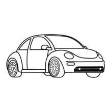 Beetle-shaped car in profile view coloring page