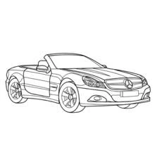 Luxury convertible car in three-quarter view coloring page