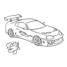 Tuned sports car with rear spoiler coloring page