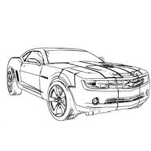 Bumblebee sports car with racing stripes coloring page