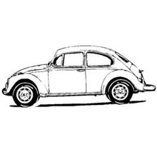 Classic Beetle car in side view coloring page