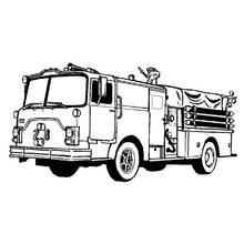 Firetruck with hose reels and number 28 coloring page