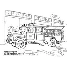 Firetruck parked outside the station coloring page