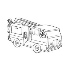 Firetruck with two firefighters coloring page