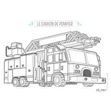 Firetruck with extended ladder coloring page