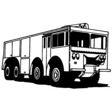 Firetruck with three axles and side windows coloring page