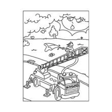 Firetruck with extending ladder coloring page