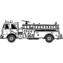Firetruck engine 1 seen from the side coloring page