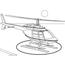 Helicopter parked on a landing pad coloring page