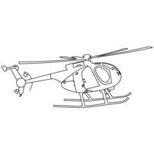 Helicopter with rotor blades in flight coloring page