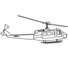 Military helicopter in side view coloring page