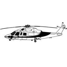 Helicopter with long rotor blades in flight coloring page
