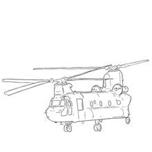 Chinook helicopter with double rotors coloring page
