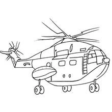 Helicopter with rotor blades and landing gear coloring page