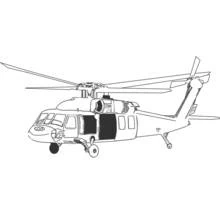 Military helicopter with open door coloring page